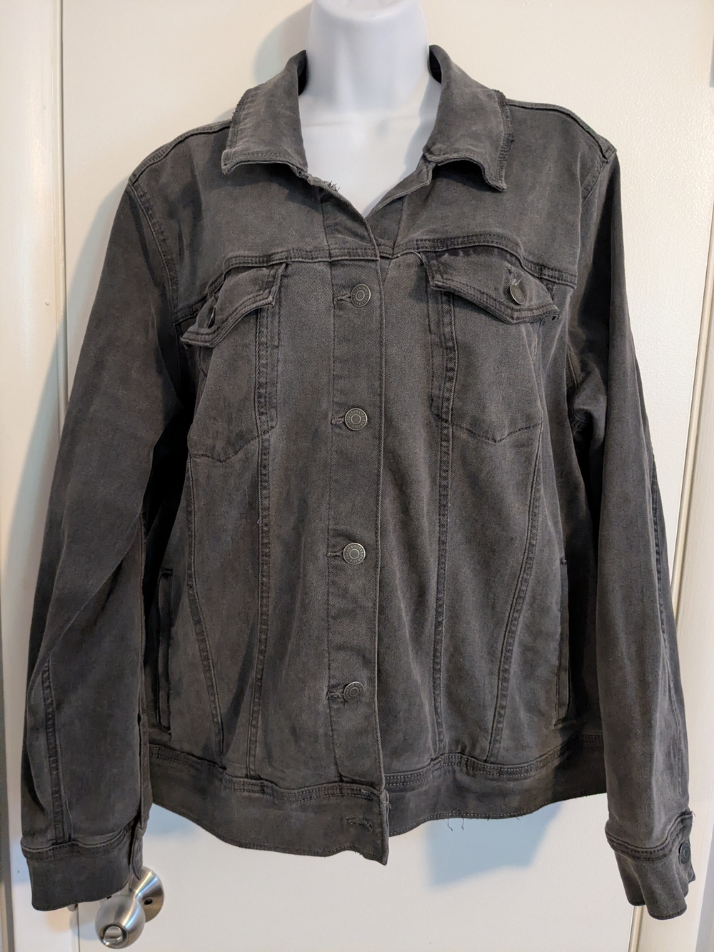 Women's Sonoma Kohls Denim Jean Jacket Size 2x Grey/ Black